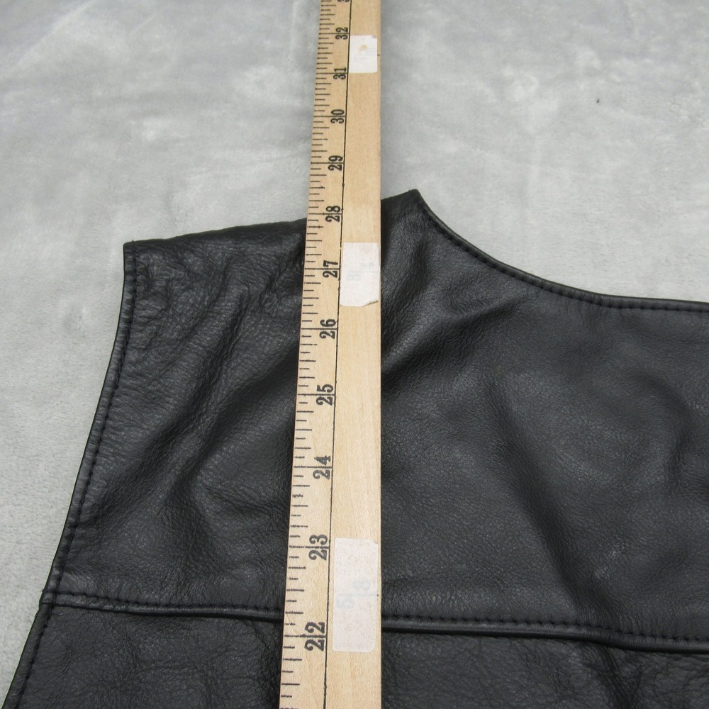 Harley Davidson Vest Mens XL Long Black Leather Motorcycle Heavyweight USA VTG‎ - Picture 10 of 12